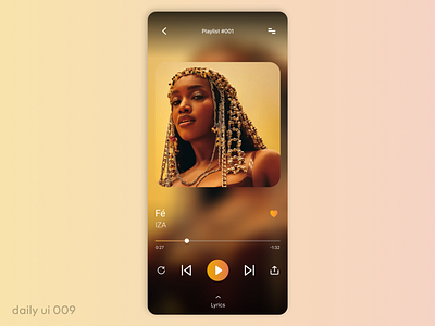 DailyUI #009 - music player app brazil dailyui design figma glassmorphism music player ui yellow