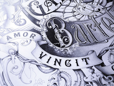 AMOR VINCIT OMNIA - handdrawn wedding gift poster drawing handlettering morawski poster typography