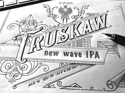 Browar IGNIS - Handlettered Polish craft beer label beer bydgoszcz craft design gafika handlettering label mikstura morawski poland typografia typography