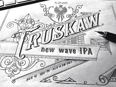 Browar IGNIS - Handlettered Polish craft beer label