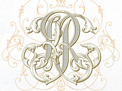 Handlettered KR monogram design