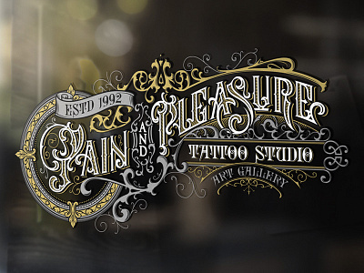 Pain And Pleasure Tattoo Studio custom design handlettering illustration lettering logo morawski tattoo typography