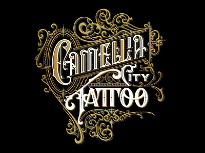 Camellia Tattoo - handlettered logo craft graphic design handlettering lettering logo ornaments tattoo typography vintage