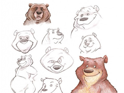 Bear Characters Sketches for a Website bears illustrations pencil sketches sketches