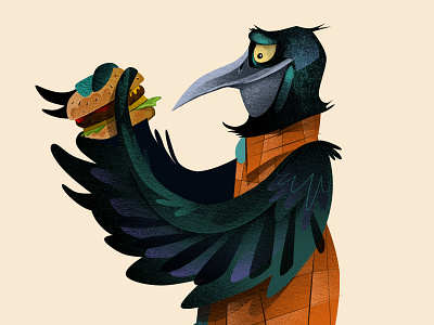 Royale with Cheese character design grackle houstonia illustration