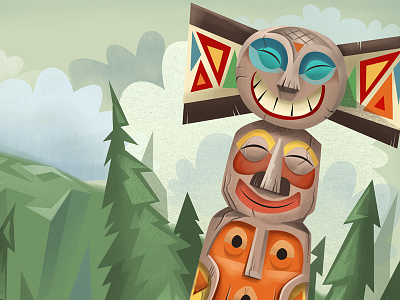 totems illustration northwest stacking totems wip