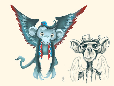 winged character design character development chimps flying monkeys illustration oz winged monkeys
