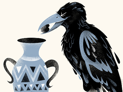 necessity crow fable illustration pebbles pitcher