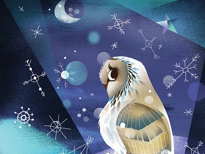 Snowy Night illustration owl snow snowflake snowy owl