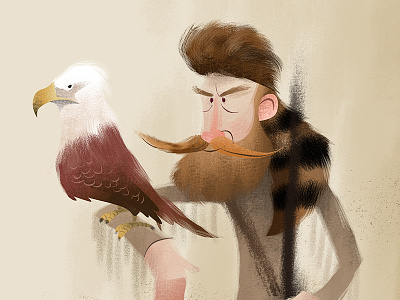 Davy character design custom brushes davy crockett eagle illustration