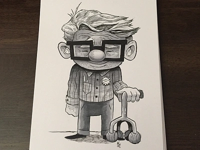 Little Carl brushpen copicmarkers illustration ink drawing inktober pixar up