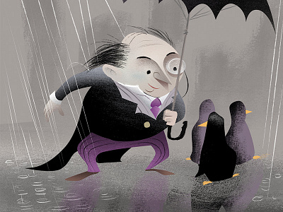This way, fellas. gotham illustration penguin