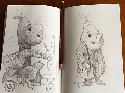 Little Rhino character illustration rhino sketchbook