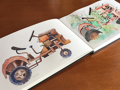 Tractor wash gouache sketchpad watercolor