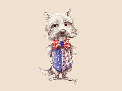 Happy Fourth! character design fourth illustration pup vest