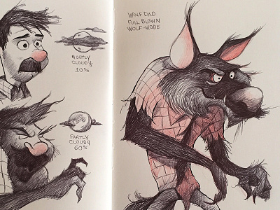 Wolf Dad illustration inktober sketchbook wolfman