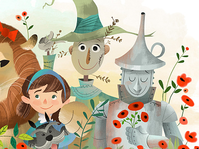 Oz childrens book illustration dorothy oz scarecrow tinman