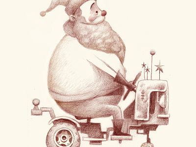 Tiny Tree Hauler christmas holidays santa sketch tractor