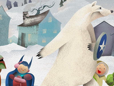 Snowday Recon childrens book illustration illustration polar bear polar bear illustration snow day textures
