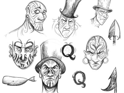 Queequeg character studies illustration manga studio sketches