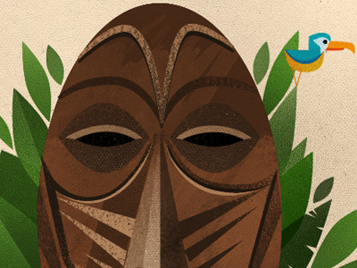 Tiki Time childrens book illustration texture tiki tikis