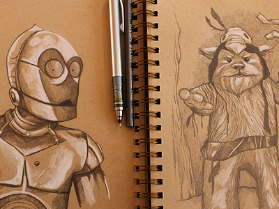 C3P0ooo character design illustration sketch sketches star wars