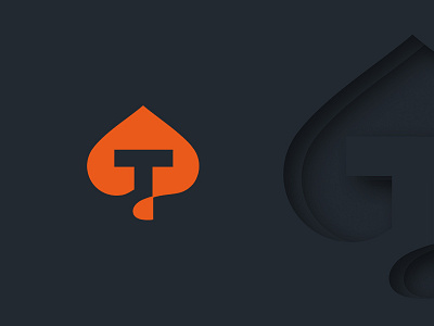 T letter+Spades branding concept dark design gambling logo logodesign makazedelashvili orange