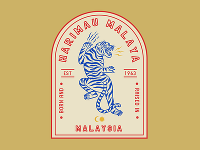 Harimau Malaya adobe illustrator art badge design drawing graphic design harimau malaya illustration malaysia procreate tiger typography vintage year of the tiger