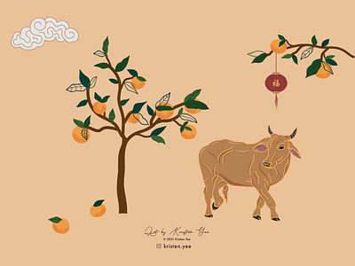 Year of the Ox : Happy Niú Year II 2021 adobe illustrator art chinese chinese new year design graphic design greeting card illustration lunar new year malaysia ox year of the ox