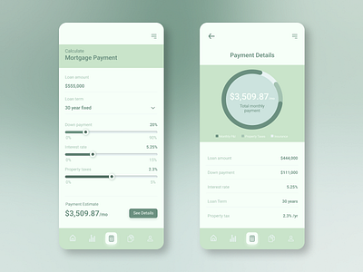 Mortgage Loan Calculator app banking dailyui dailyuichalleng004 dailyuichallenge design finance loans mortgage product design ui ux