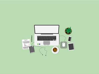 Workspace illustration design green illustration laptop logo vector workspace