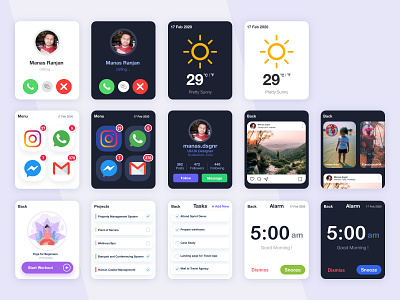 Apple Watch OS - UI Screens apple apple design apple ui screen apple watch apple watch kit apple watch os apple watch ui application application design iwatch iwatch os watch alarm watch app watch calling watch daily tasks watch instagram watch os watch ui watch yoga watchos