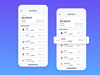 Stock Investment - My Portfolio investment app mobile app mobile app design mobile app ui design stock app stock investment stock investment mobile app stock market app trading app uiux user experience user interface visual design