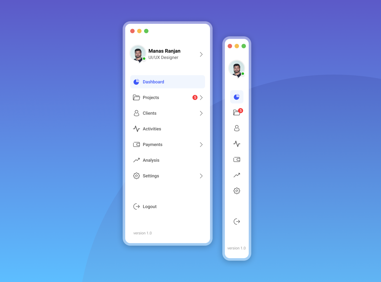 Sidebar Navigation Menu UI by manas.dsgnr on Dribbble