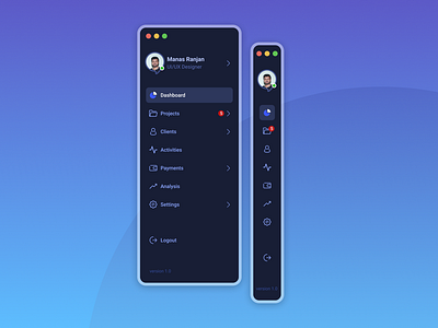 Sidebar Navigation Menu UI - Dark Mode