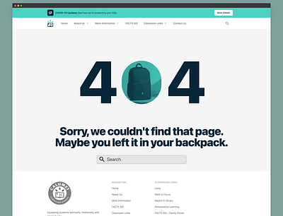 School Website 404 404 error 404 page duotone statamic tailwindcss unsplash web design
