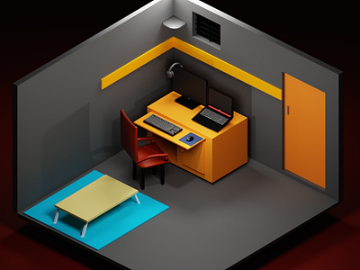 😍🤩My Room🤩😍 3d 3droom blender blenderrender chair dark design illustration interior interiordesign laptop lowpoly monitor myplace myspace room
