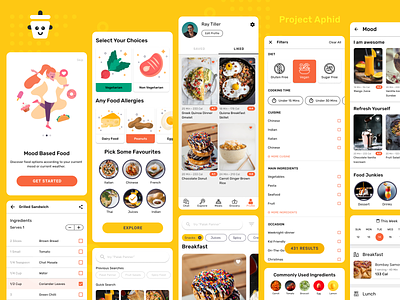 Healthy Recipe Finder App - Project Aphid app design food app mobile app mobile ui recipe sprint ui design uiux user experience userinterface