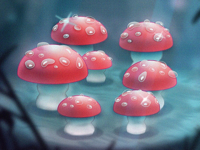 Fantasia Dancing Mushrooms disney illustration photoshop procreate