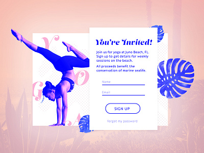 UI Challenge #1 daily challenge dailyui florida halftone pink signup ui yoga