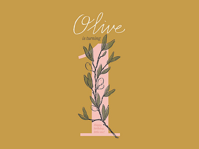 Olive's first birthday first birthday illustration olive branch
