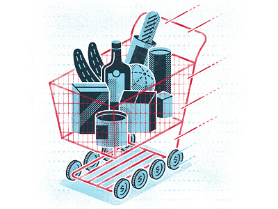 Without Crossing The Border business magazine digital illustration editorial illustration freelance illustrator mexican peso revista expansion shopping cart spot illustration us dollar