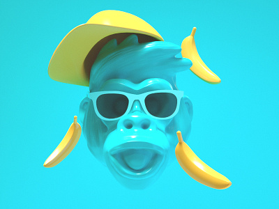 Blue Monkey 3d ape avatar bananas blue chango character character design monkey octane octane render zbrush