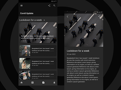 Google Material Design | News page exploartion android app design android app screen android apps android guuideline android mobile app design app app ui best designs dark app dark mode dark mode app screen google material design material design material design 2 material design 3 material u materialistic design minimal design news page exploration ui