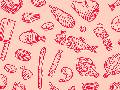 meal pattern fish food illustration meat pattern