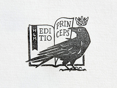 First Edition stamp animal bird bookplate crow emblem ex libris fairytale logo rubber stamp stamp