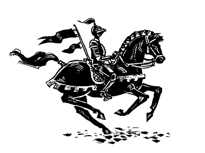 Knight black and white chess equine horse illustration knight rider