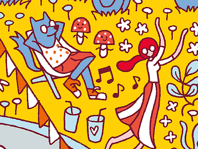 Summer festival illustration dance festival freedom hippie illustration love mushroom music party peace psychedelic summer