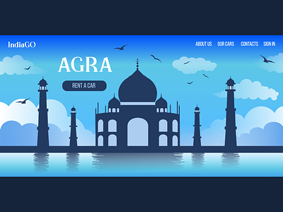 India Agra Taj mahal architecture blue clouds palace sky tourism travel vector