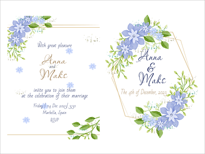 Wedding invitation beautiful cute design flora flowers gentle invitation love romantic vector wedding